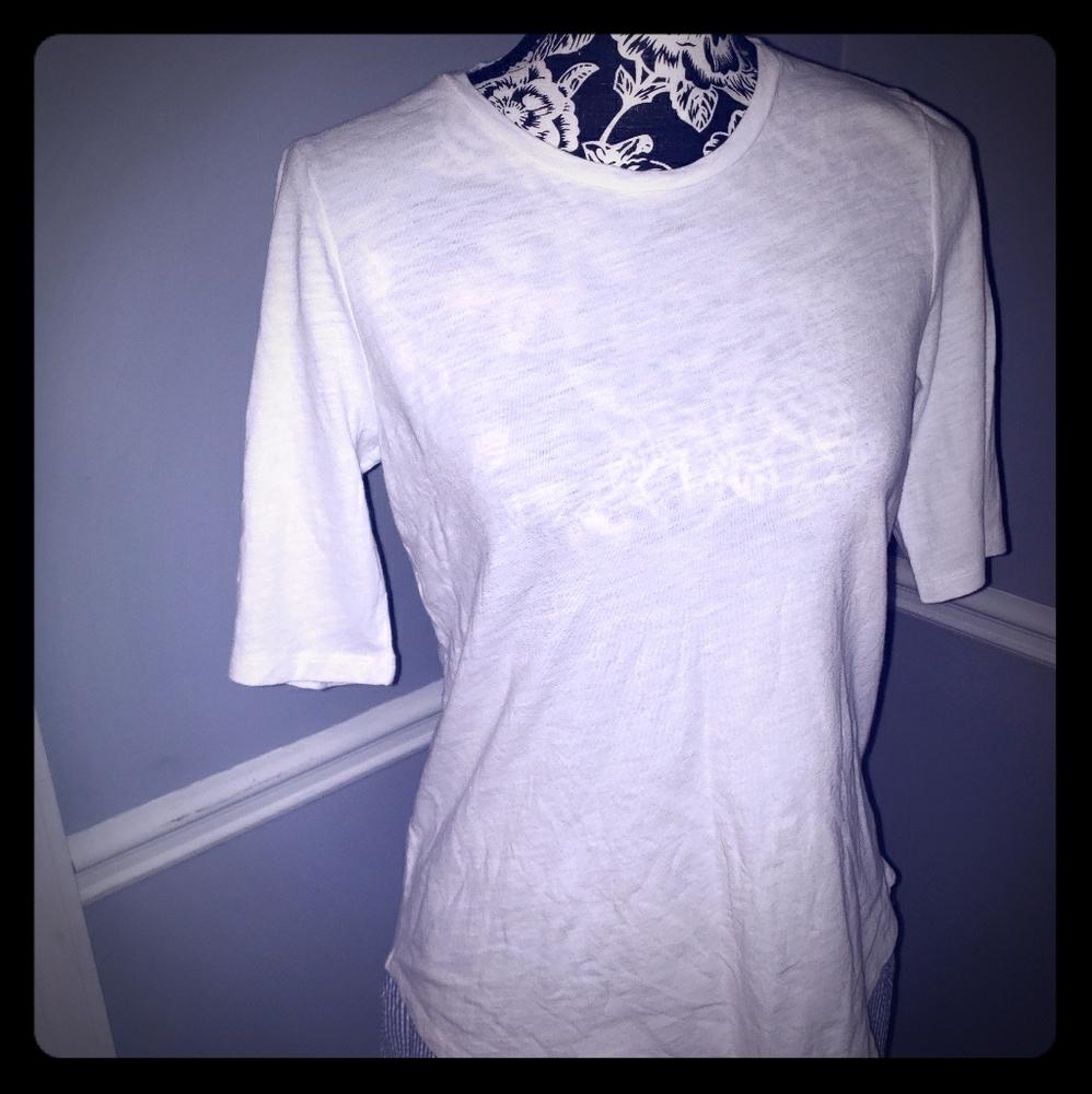 Eileen Fisher basic white quarter sleeve shirt